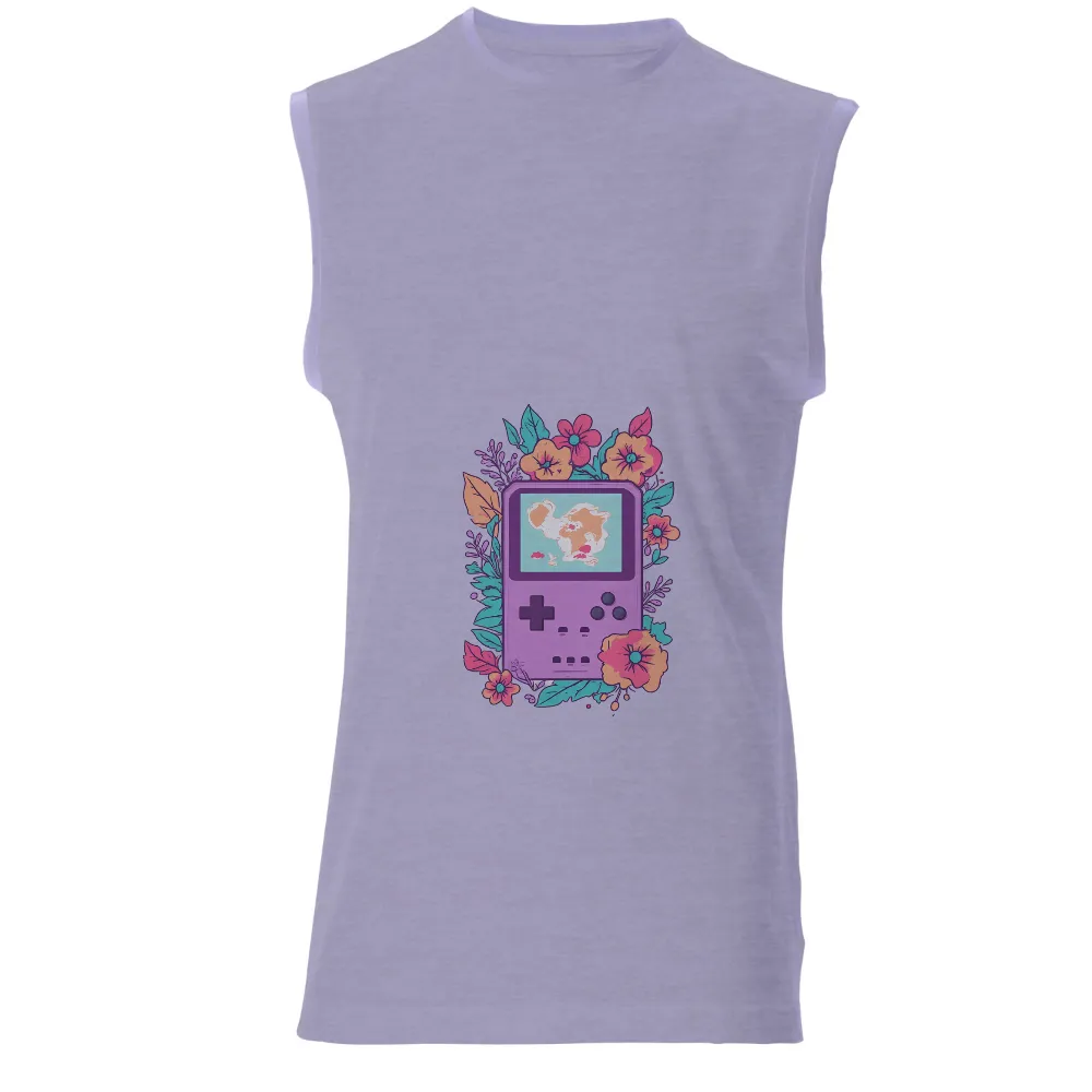 Custom Tee Shirts: Nostalgic Game Boy with Nature's Touch|t shirt painting on nature