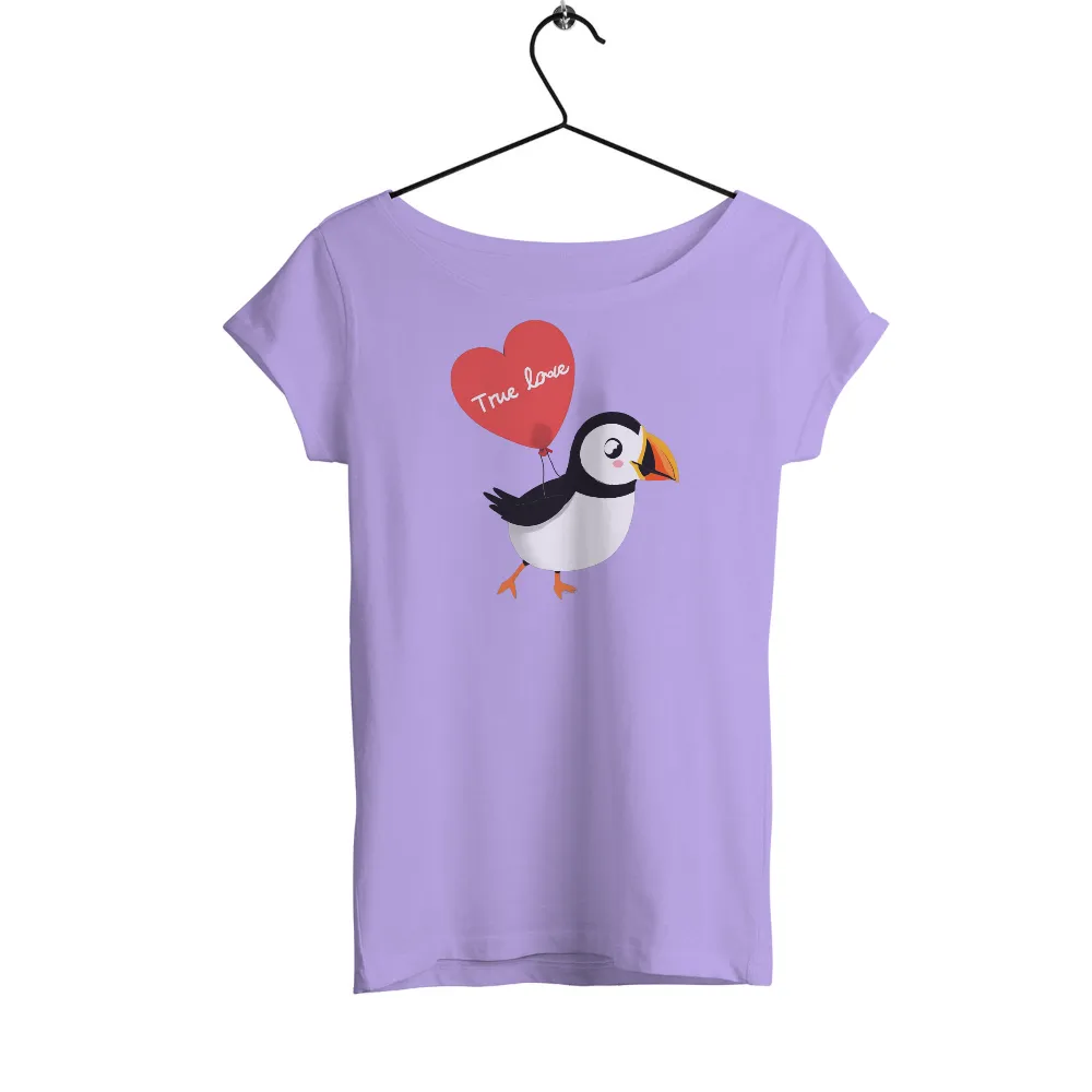 Shirts Graphic Tees: True Love Puffin with Heart Balloon|dad a sons first hero a daughters first love shirt