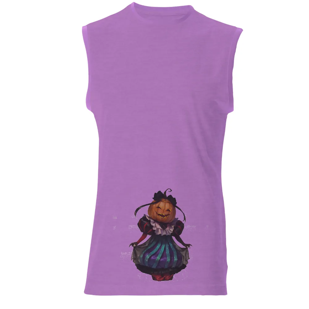 T-Shirts Pattern: Whimsical Halloween Pumpkin in a Starry Dress|vlone pumpkin shirt