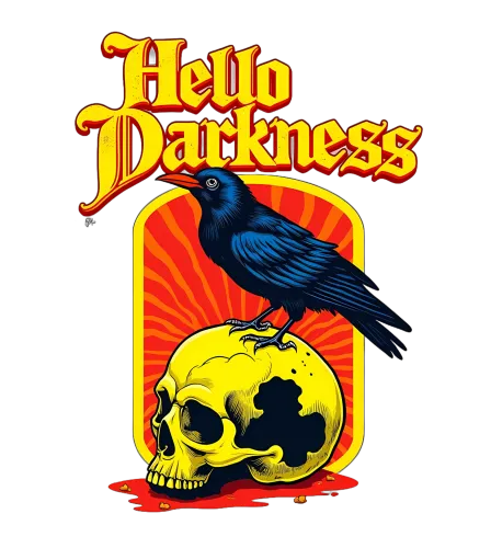 Hello Darkness T-Shirt Printing | Vintage Crow & Skull Design