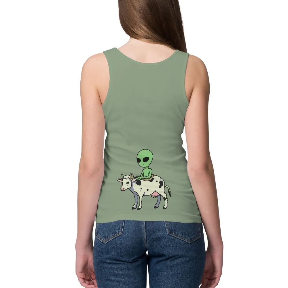 Shirts Graphic Tees: Alien Cow Friendship - Whimsical Humor Design|alien 18 shirt