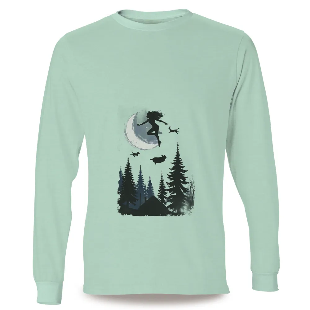 Chasing Dreams Under the Moonlight | Tee Shirt Printing| serene night sky background