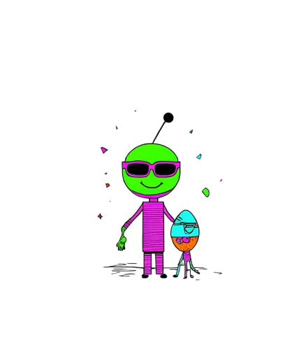 Shirts Graphic Tees: Whimsical Alien Friendship - Neon Adventures