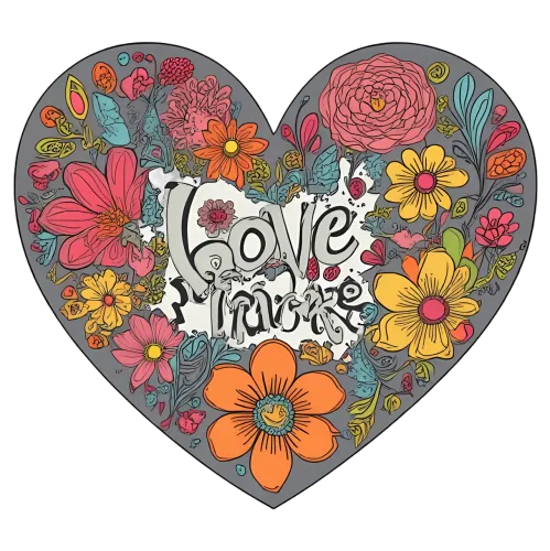 T-Shirts Pattern: Love in Bloom - Artistic Floral Heart Design