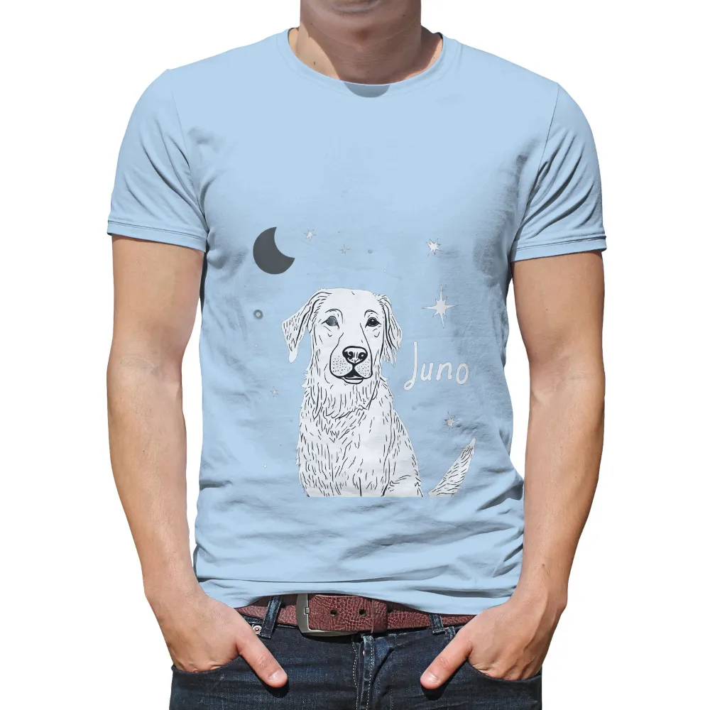 Custom T-Shirt Printing: Juno Under the Stars - Personalized Text, Golden Retriever, Night|nhl games last night