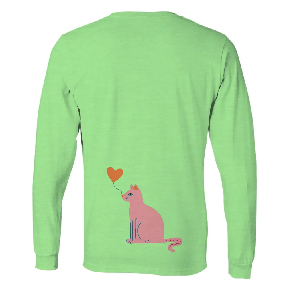 Tee Shirt Printing: Pink Cat Dreaming with Heart Balloon|dreamer tee