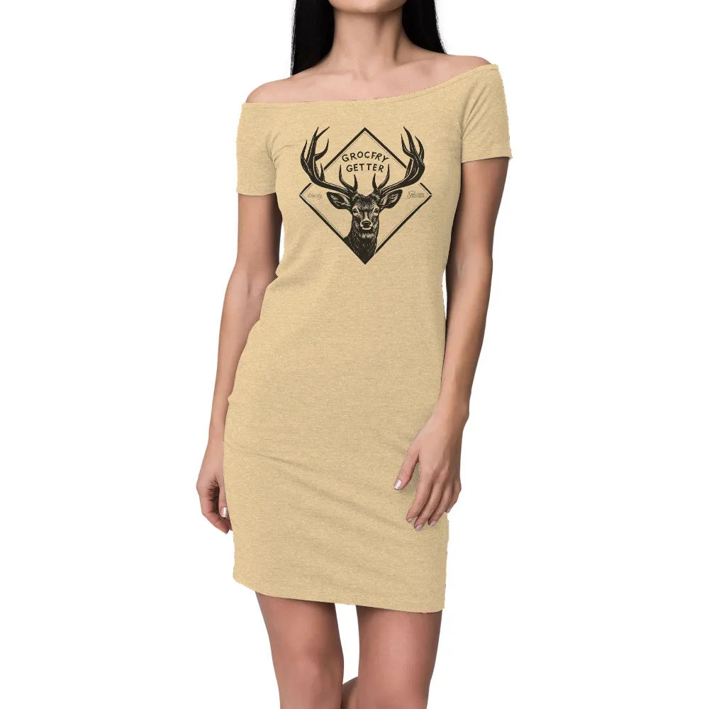 Tee Shirts Printed: Grocery Getter Deer Emblem|baki vintage tee