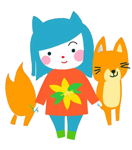 TShirt Design: Forest Guardian with Yellow Flower and Fox