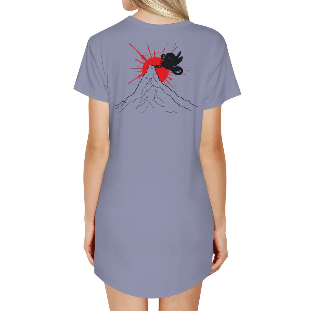 T-Shirts Custom: Dragon Silhouette Against Volcanic Eruption|the art of getting high shirt