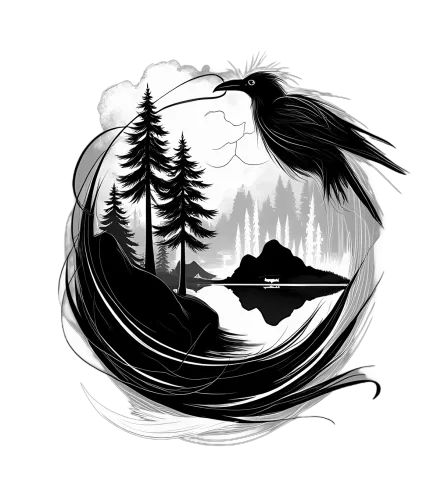 Customized Tee Shirts: Raven's Wisdom in the Wilderness