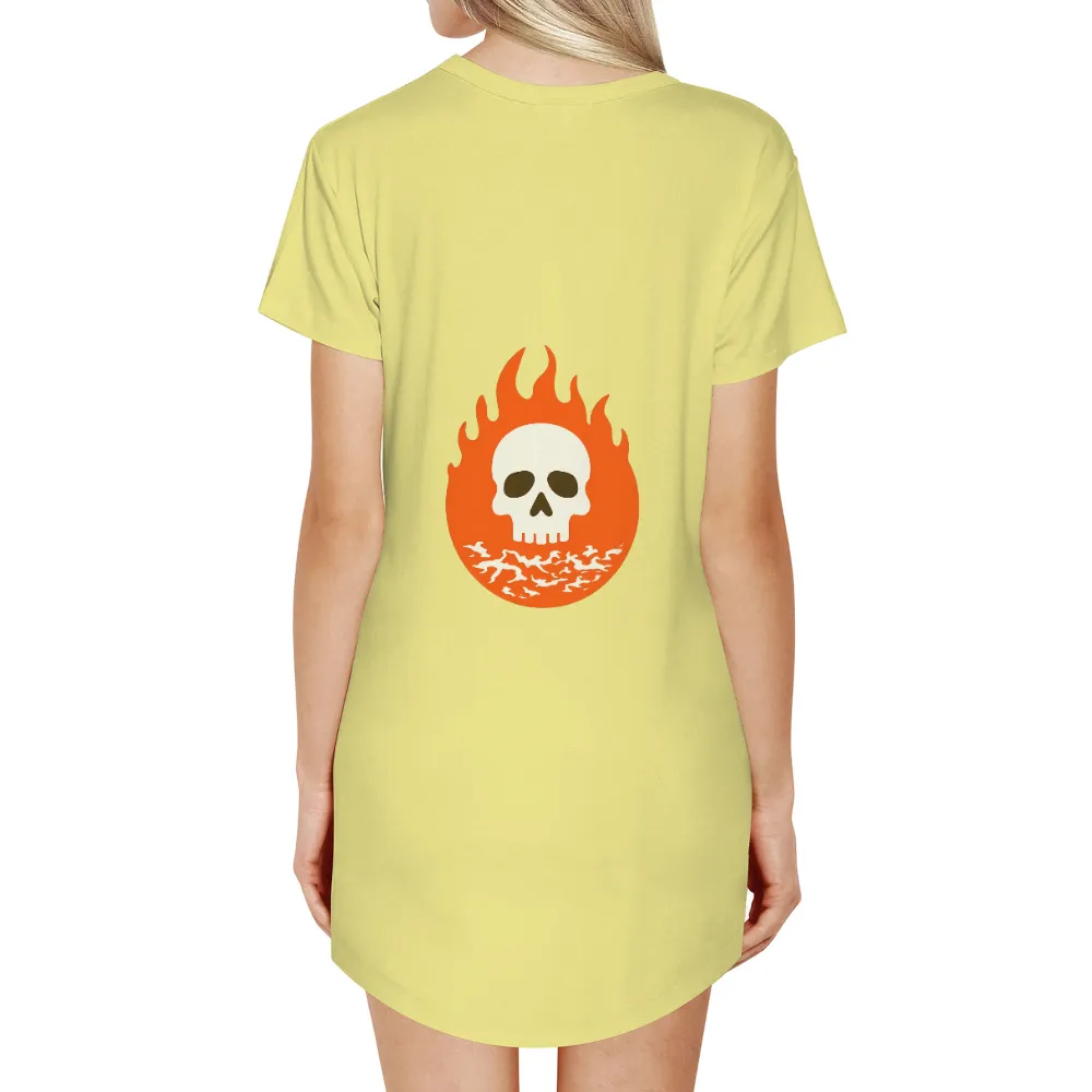 Graphic Design: Fire and Death - Skull and Flames|roblox skull t shirt