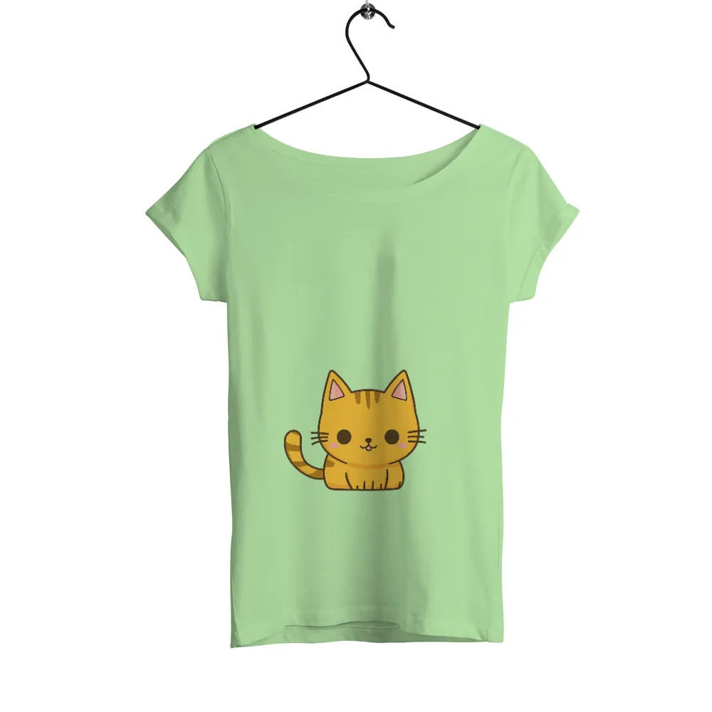 T-Shirts Custom: Whiskers the Orange Cat - Joyful and Warm|butterfly crop shirt