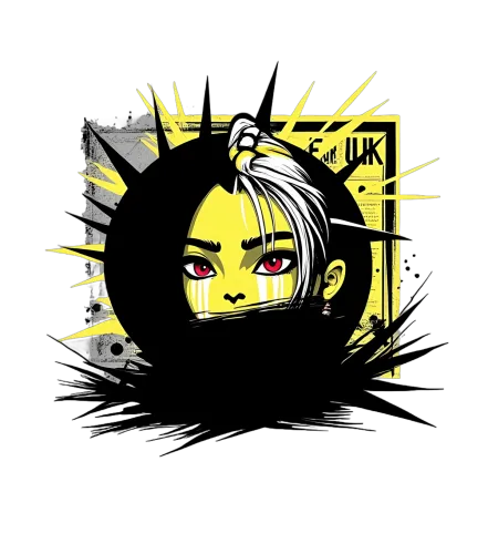 T-Shirt Printing: Bold Yellow Face with Red Eyes - Artistic Design