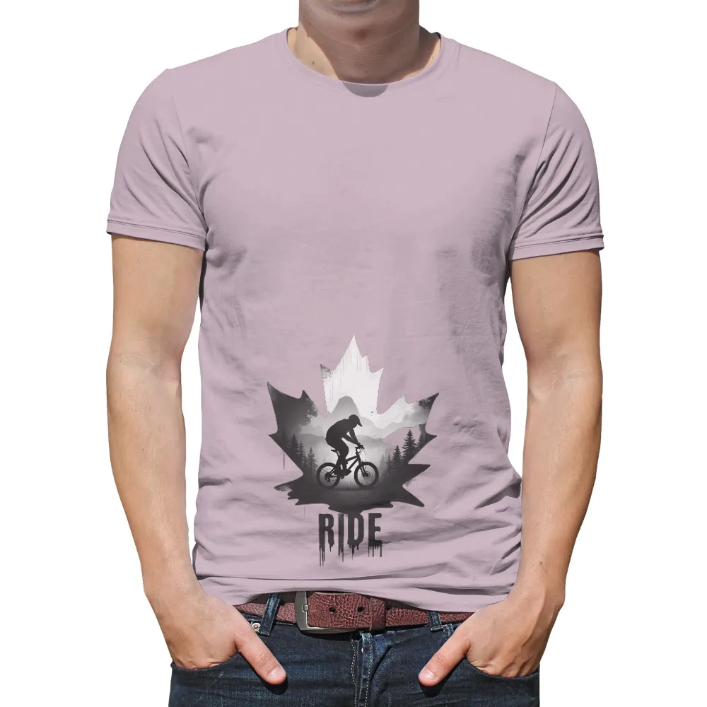 TShirt Design: Ride Through Nature's Beauty| stylized maple leaf