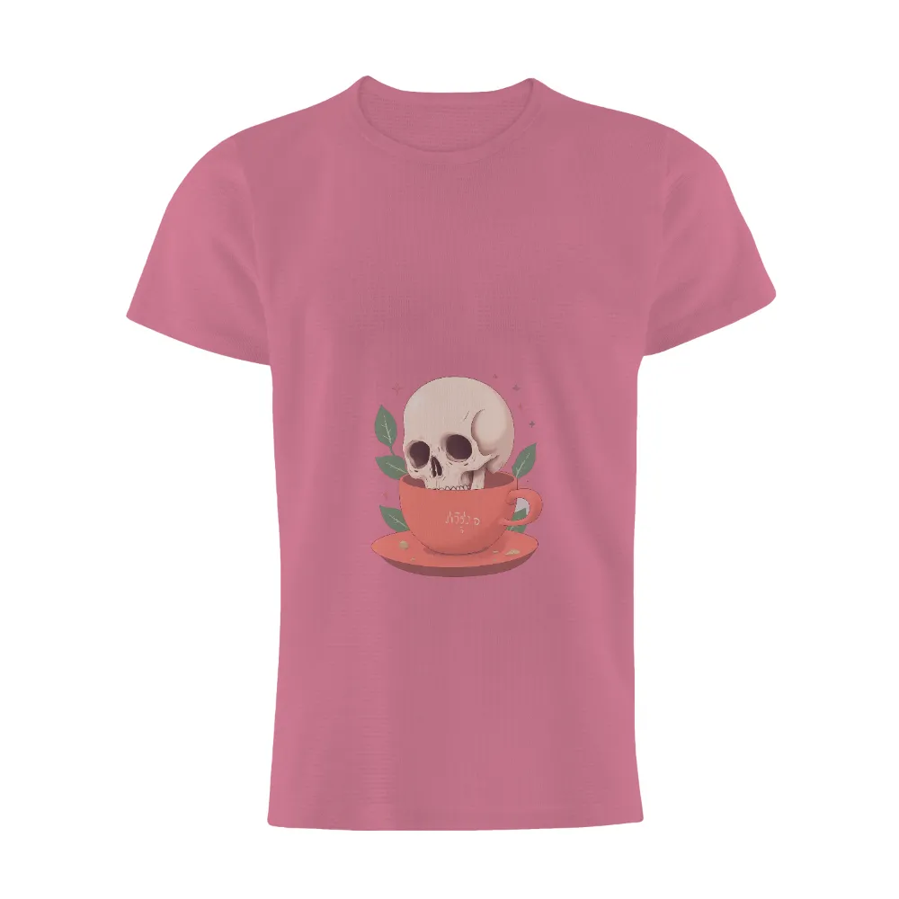 Customized Tee Shirts: Whimsical Skull in a Teacup - Artistic Design|skull shirt animal crossing