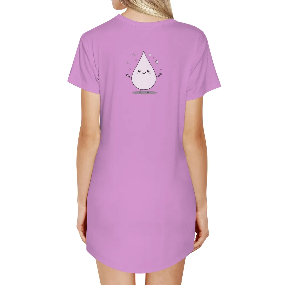 Custom Tee Shirts: Whimsical Water Droplet Character| Joyful water droplet