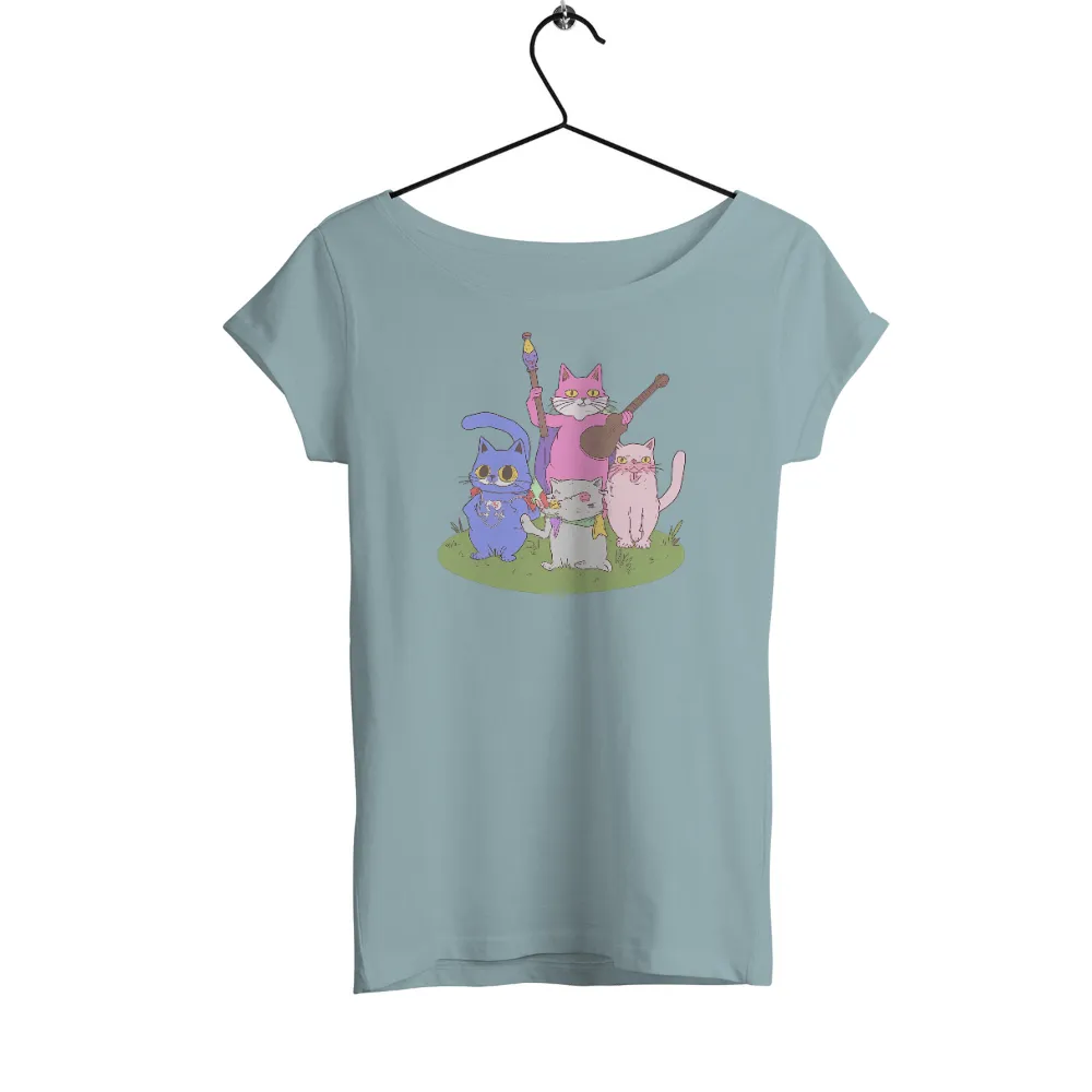 Whimsical Cats: A Symphony of Friendship and Magic - T-Shirts Design|friends shirt with black cartoon characters