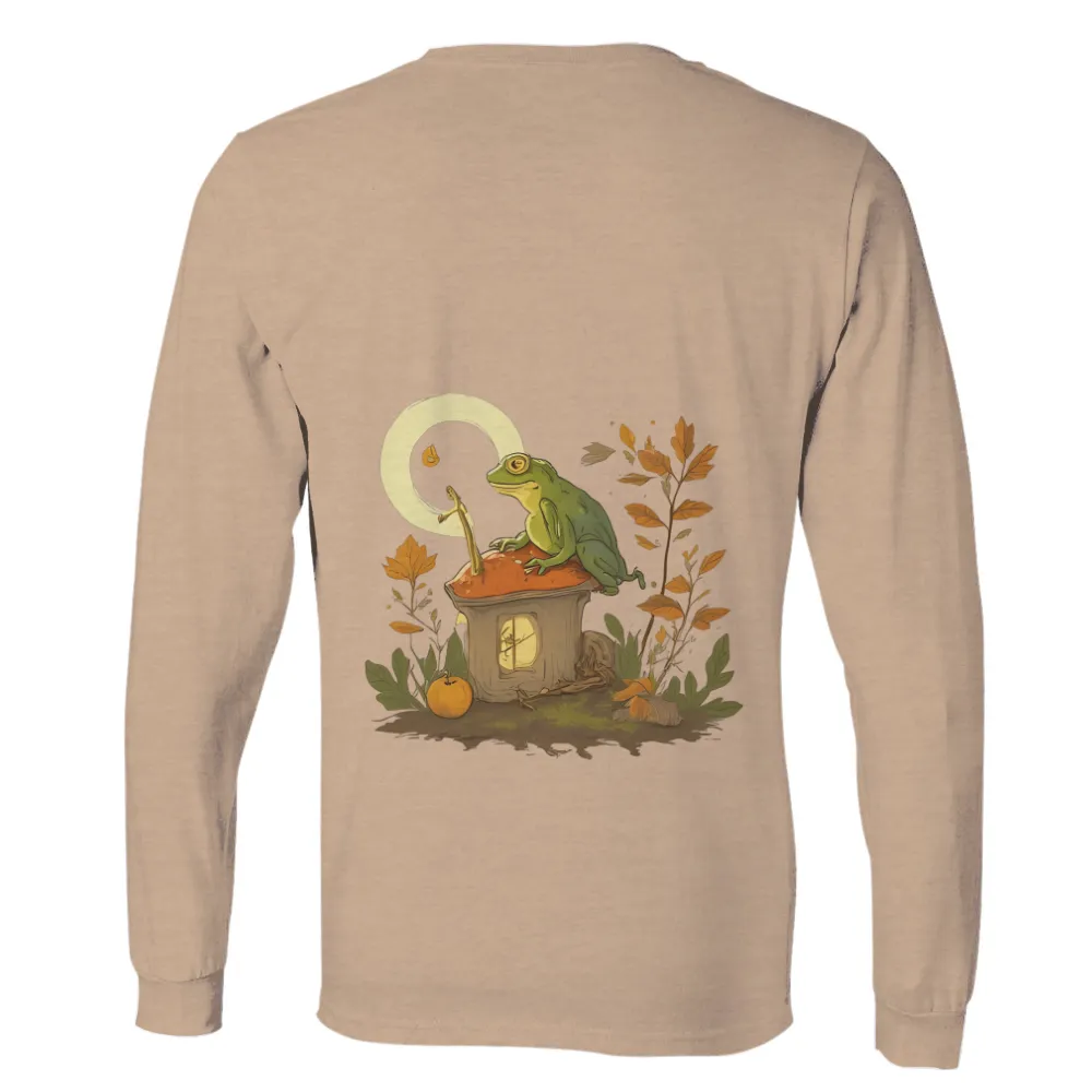 TShirt Design: Enchanted Frog on Mushroom House|autumn falls white shirt