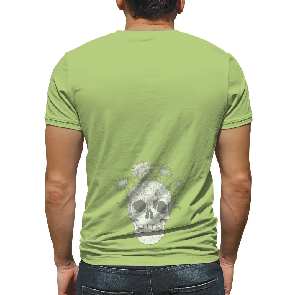 Customized Tee Shirts: Skull with Sunflowers - Artistic Design|sinulog shirt design 2023