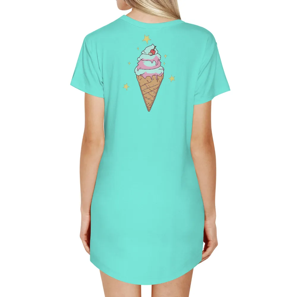 Whimsical Ice Cream TShirt Design: Sweet Treats and Sparkles|stars hollow knit a thon shirt