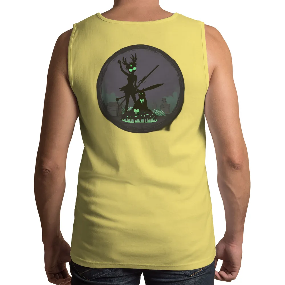 T-Shirts Pattern: Cyberpunk Girl with Glowing Eyes and Black Cat|final fantasy anniversary shirts