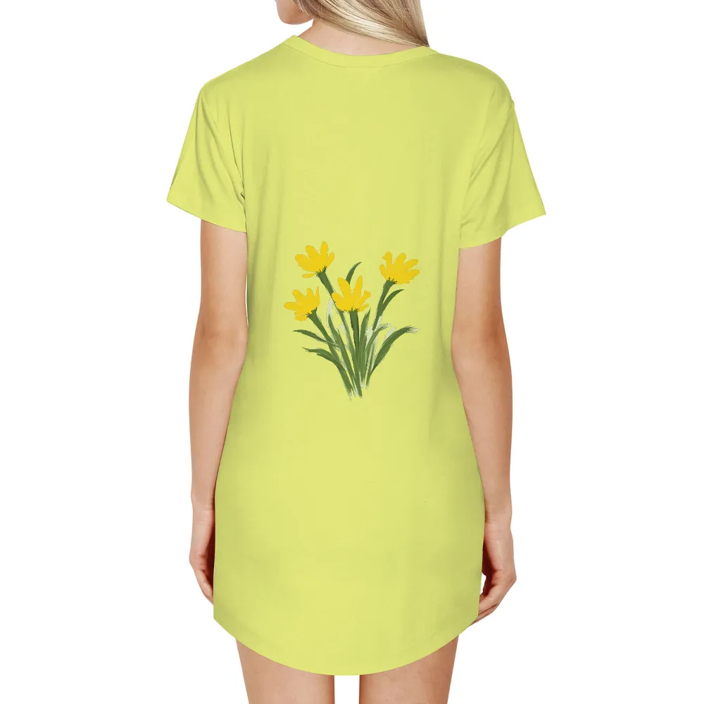 TShirt Printing: Vibrant Yellow Flowers - Nature's Simplicity|summer shirts for fat arms