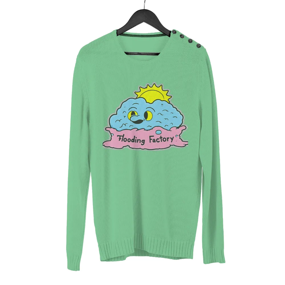 Whimsical Cloud Wink: Flooding Factory Design|sun deflector shirt