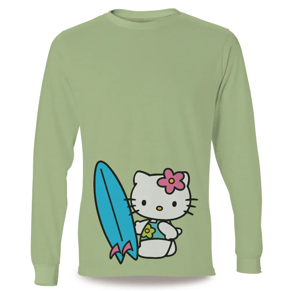 Tee Shirts Printed: Kitty's Surf Adventure|best summer shirts mens