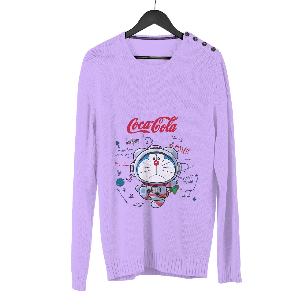 TShirt Printing: Doraemon's Cosmic Adventure with Coca-Cola|space invaders shirt ready player one