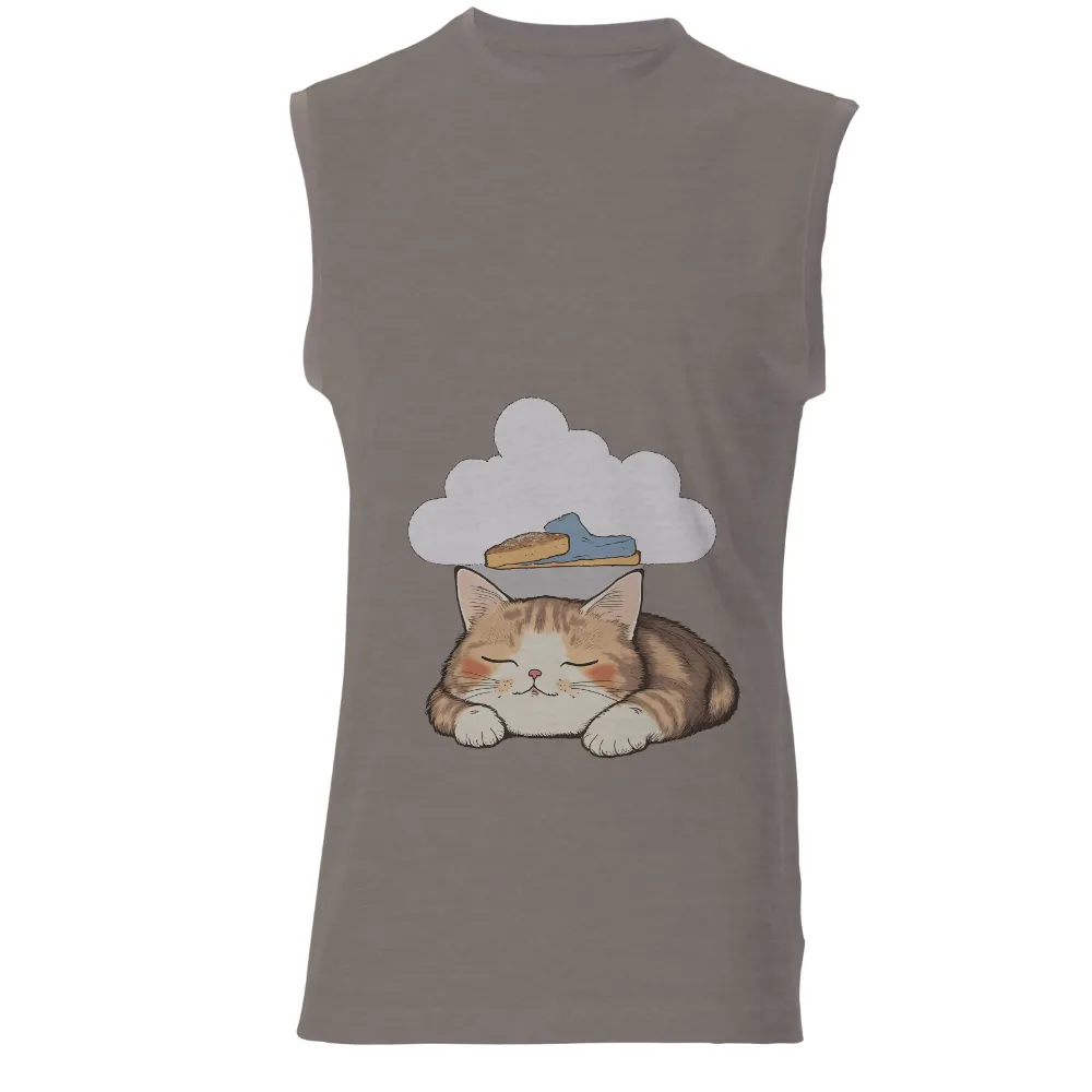 Custom Tee Shirts: Dreaming Cat with Pizza Slice|women cute valentines day shirts