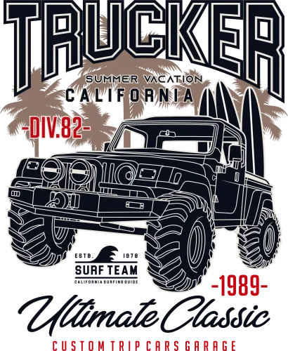 Trucker Summer Vacation California T-Shirts Design: Ultimate Classic Adventure