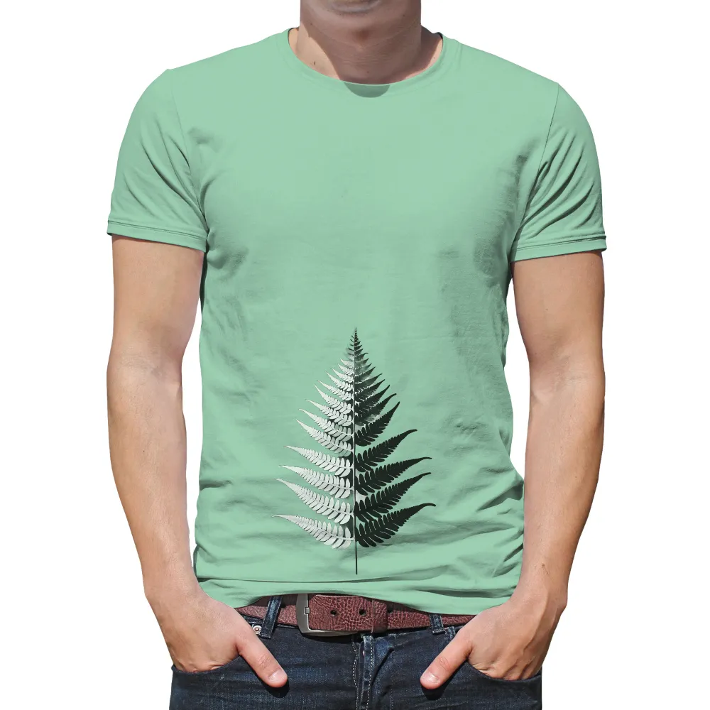 Tee Shirts Printed | Nature's Grace: Fern Leaf Design| Symmetrical design