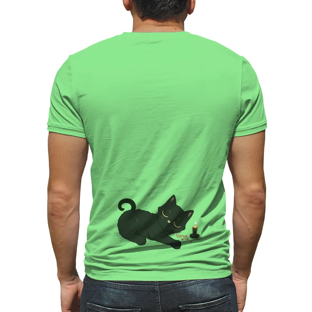 T-Shirt Printing: Black Cat with Candle - Love and Serenity|hockey last night