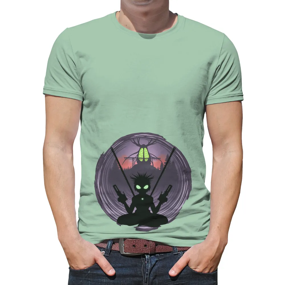 Custom Tee Shirts: Zero's Meditation in Neon Forest|battle tested warrior queen