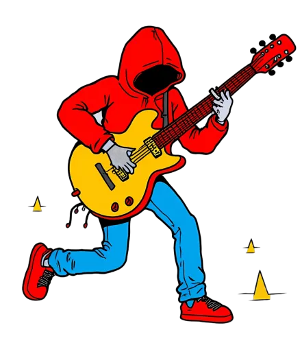 Tee Shirts Printed: Vibrant Musician with Electric Guitar