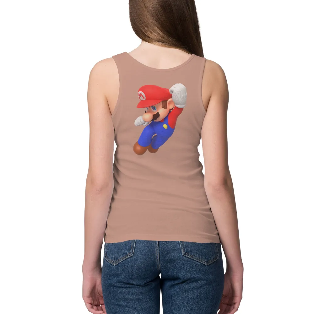 Tee Shirts Printed: Mario's Leap into Adventure|summer retro surf marine life printed casual tee