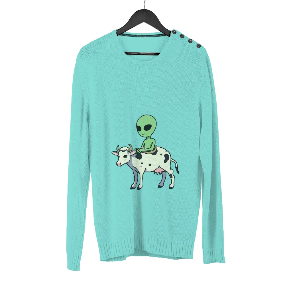 Shirts Graphic Tees: Alien Cow Friendship - Whimsical Humor Design|alien is beautiful shirt