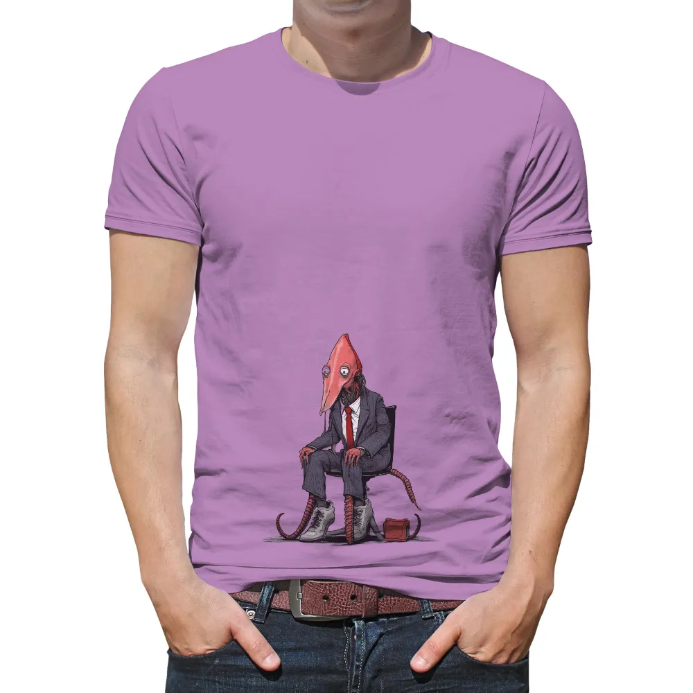 Surreal and Satirical Design: Humanoid Squid in Formal Suit with Red Tentacles|roblox t shirt squid game