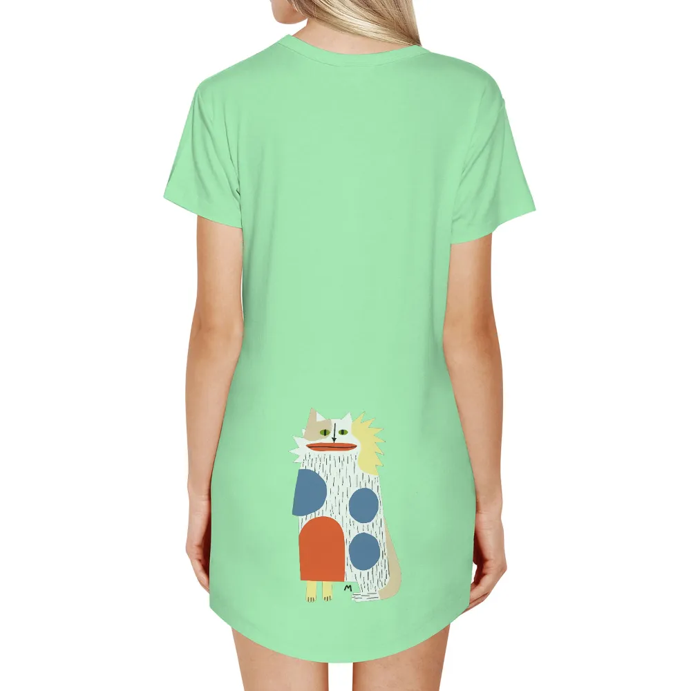 Custom Tee Shirts: Whiskers - Vibrant and Quirky Cat Design| whimsical cat design