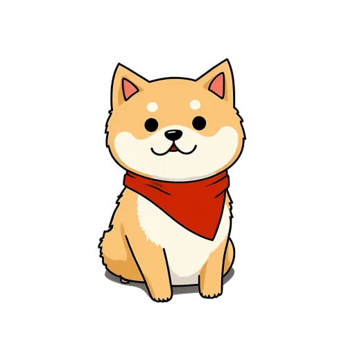 Tee Shirts Printed: Adorable Shiba Inu Puppy with Red Bandana