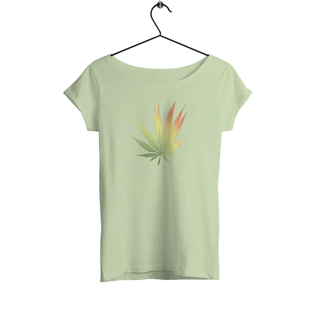 T-Shirts Design: Cannabis Leaf Gradient - Artistic Nature Transformation|shirt design shirt design