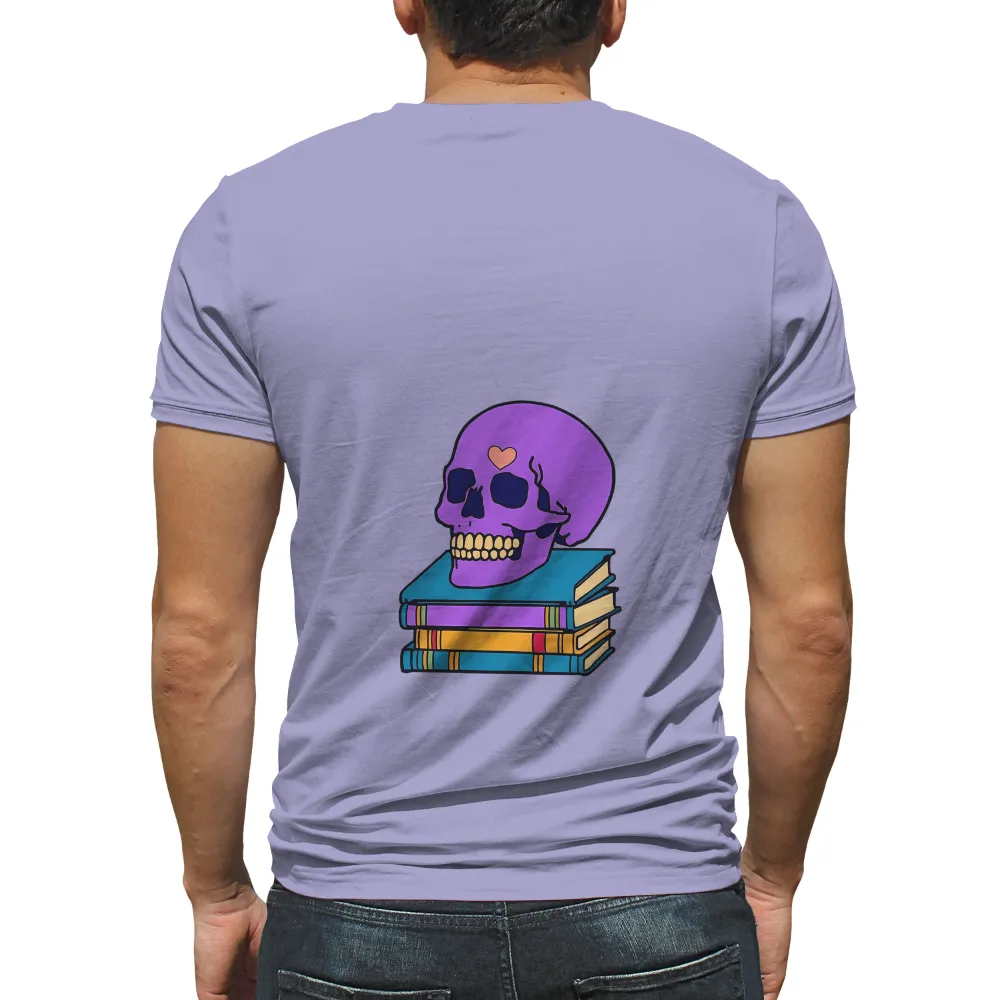 Shirts Graphic Tees: Skulls & Books - Knowledge & Enlightenment| Stack of colorful books