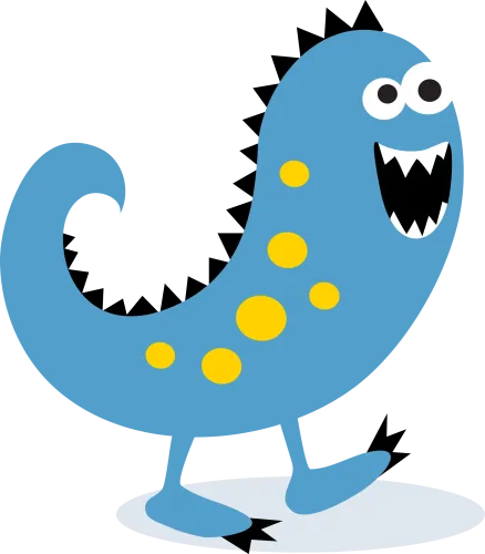 Tee Shirts Printed: Quirky Blue Monster Zippy - Whimsical Creatures