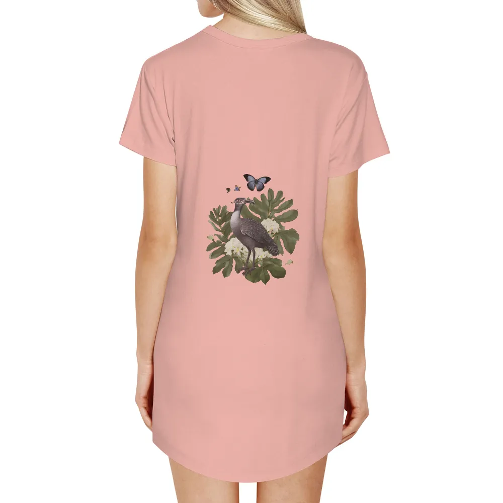 Tee Shirt Printing: Nature's Harmony - Raven and White Flowers|timothee chalamet butterfly shirt