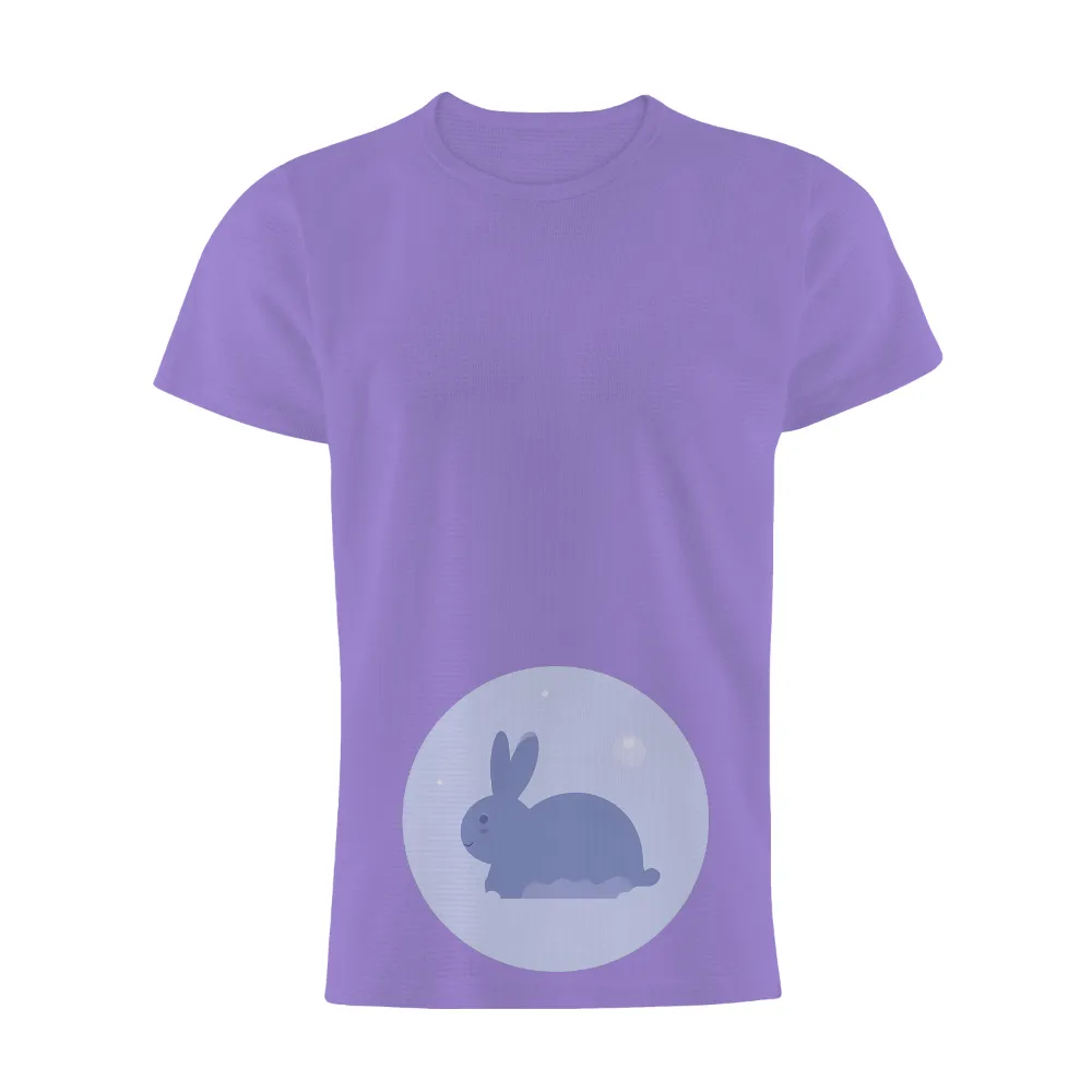 T-Shirts Pattern: Blue Bunny Minimalist Design| Long ears and gentle smile