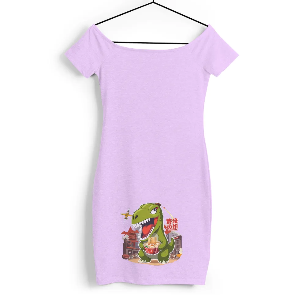 T-Shirts Pattern: T-Rex Loves Ramen - Funny & Quirky Design| traditional building