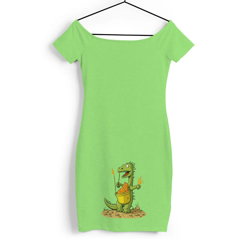 T-Shirts Custom: Playful Dino with Glowing Fire Bucket|there's always tomorrow dinosaur shirt