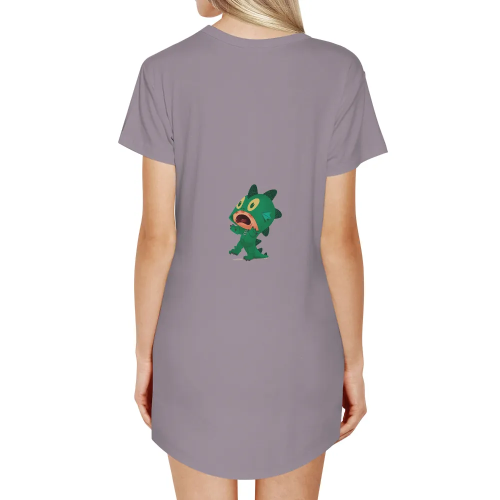 Graphic Tees: Playful Anime Dinosaur in Green Hoodie|roblox t shirt green bacon