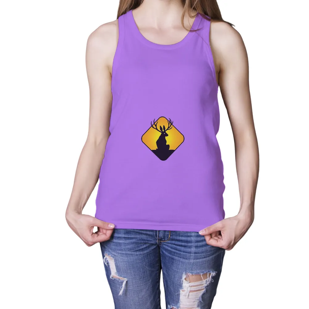 T-Shirts Pattern: Jackalope Silhouette in Yellow Sunset|final fantasy tifa cut shirt