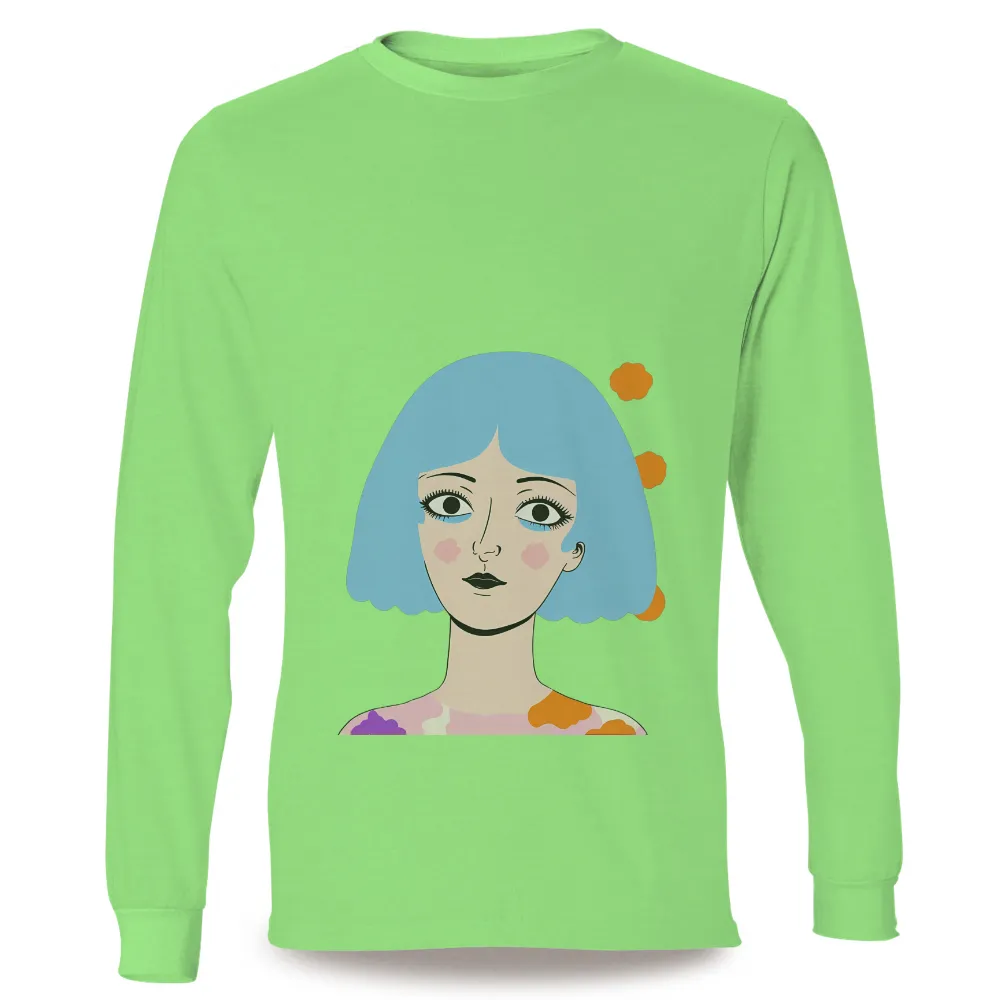 Vibrant Design with Blue Hair, Expressive Eyes, and Playful Spirit|pittsburgh steelers retro t shirts